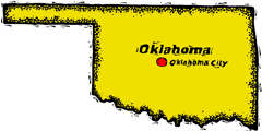 Oklahoma woodcut map showing location of Oklahoma City